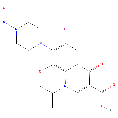 Chemical structure of N-Nitroso Desmethyl Levofloxacin
